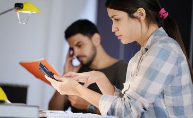 Couple looking at documents