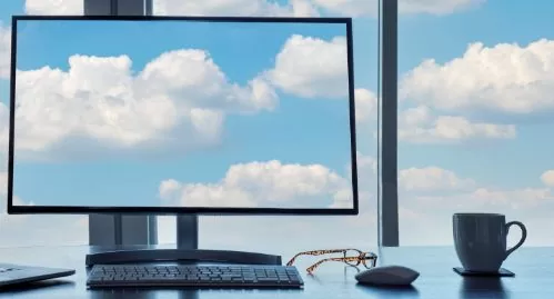 Clouds on monitor and outside