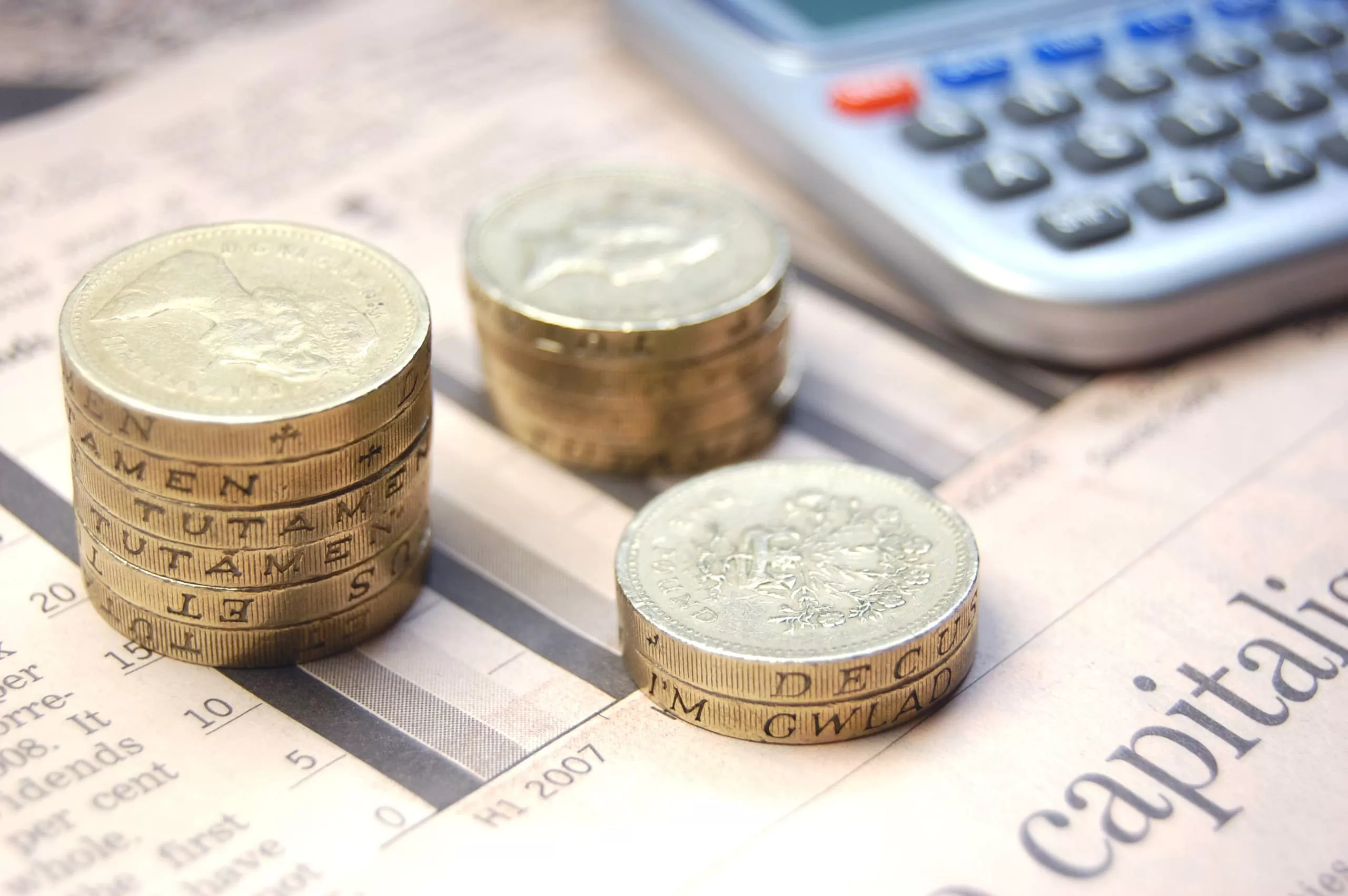 A stack of pound coins